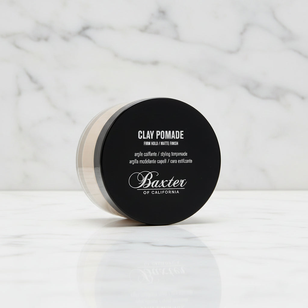 Baxter of California clay pomade container on a white background