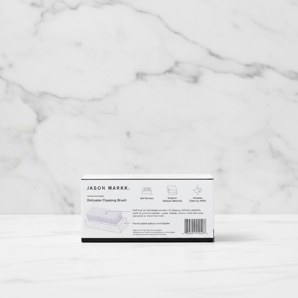 Delicates Brush Packaging Back — Marble
