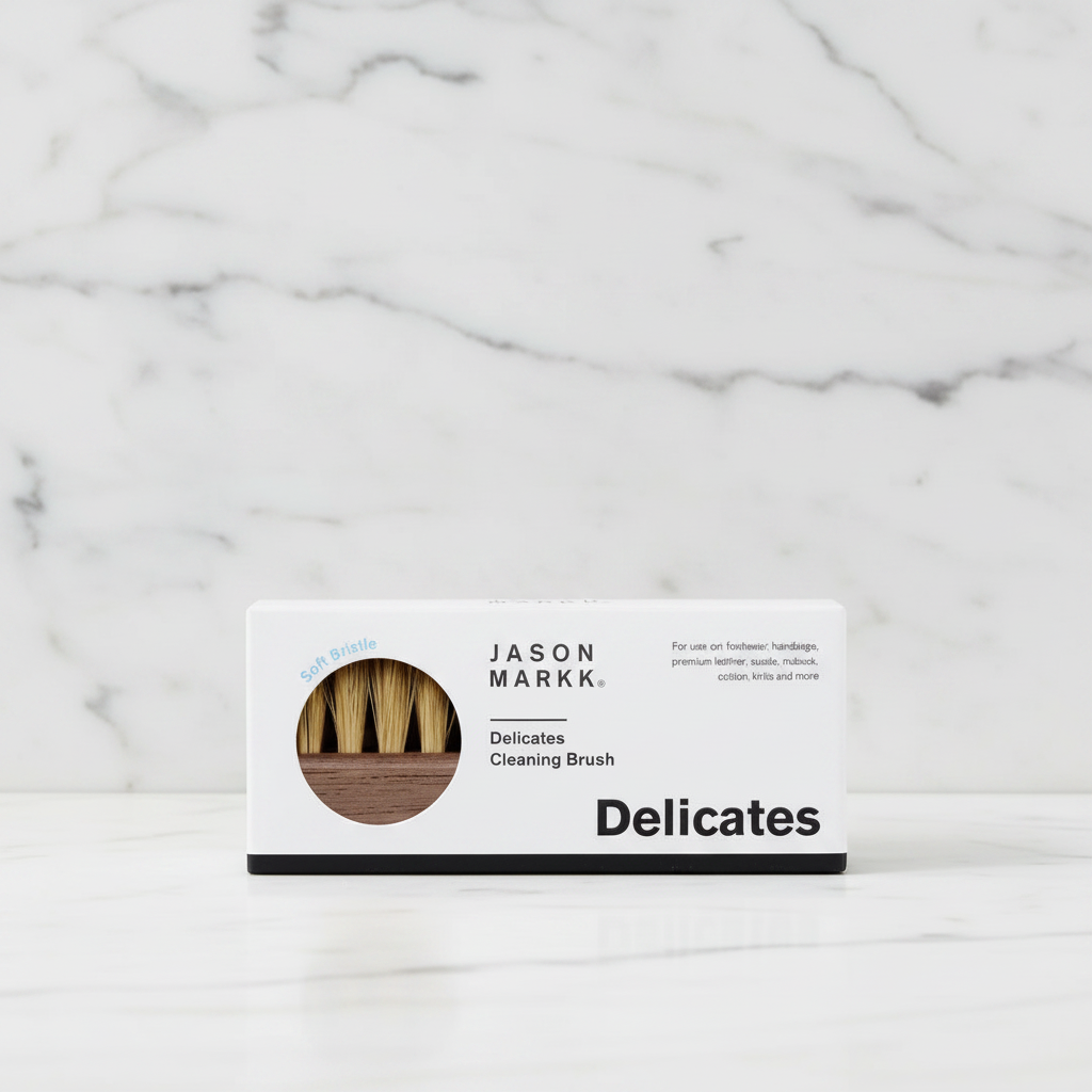 Delicates Brush Packaging Front — Marble