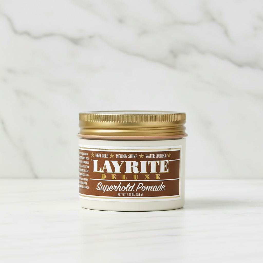 Layrite Superhold Pomade — Front Marble Background